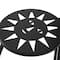 24" Black Metal Folding 3-Tier Plant Stand with Sun Face Cutouts